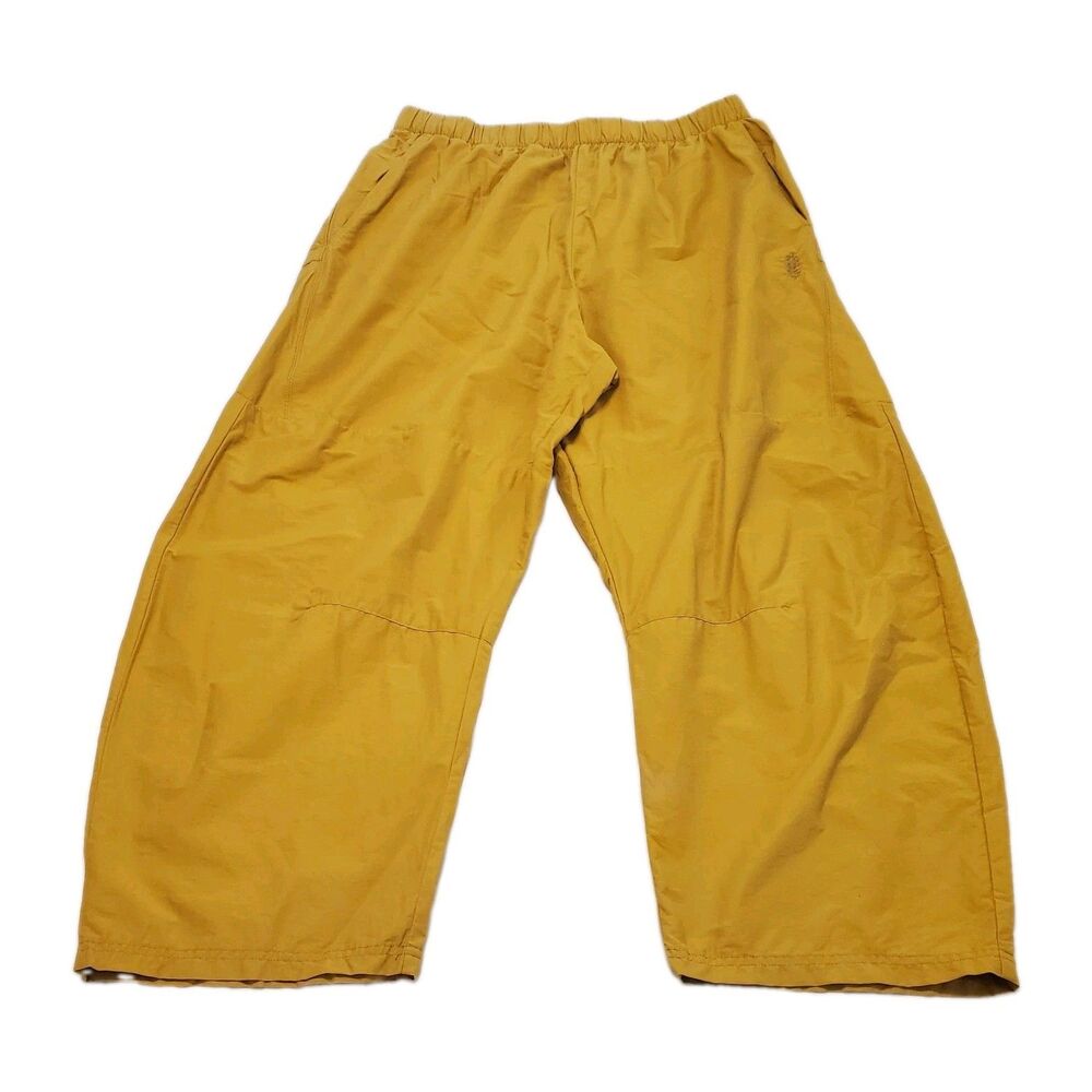 FP Movement Free People Game Day Barrel Leg Pants Sz L Electric Shock Yellow